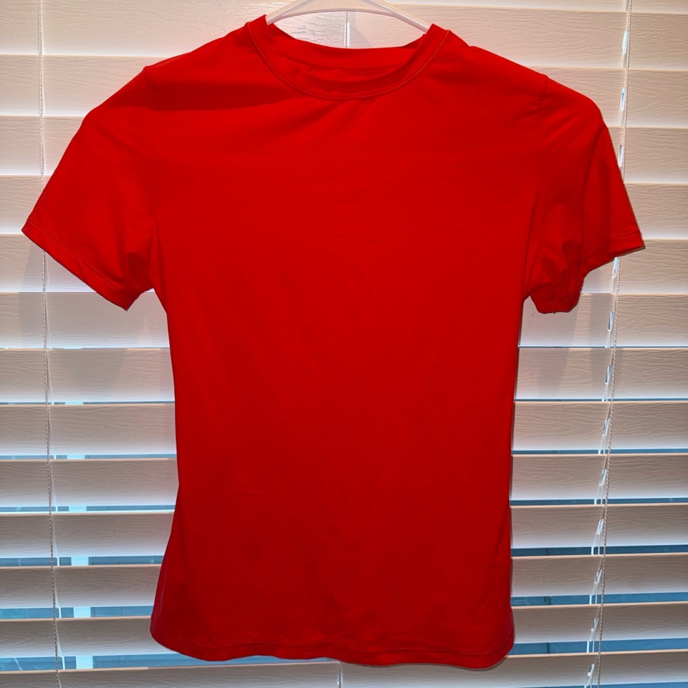 SKIMS Red Short Sleeve Crew Neck Tee